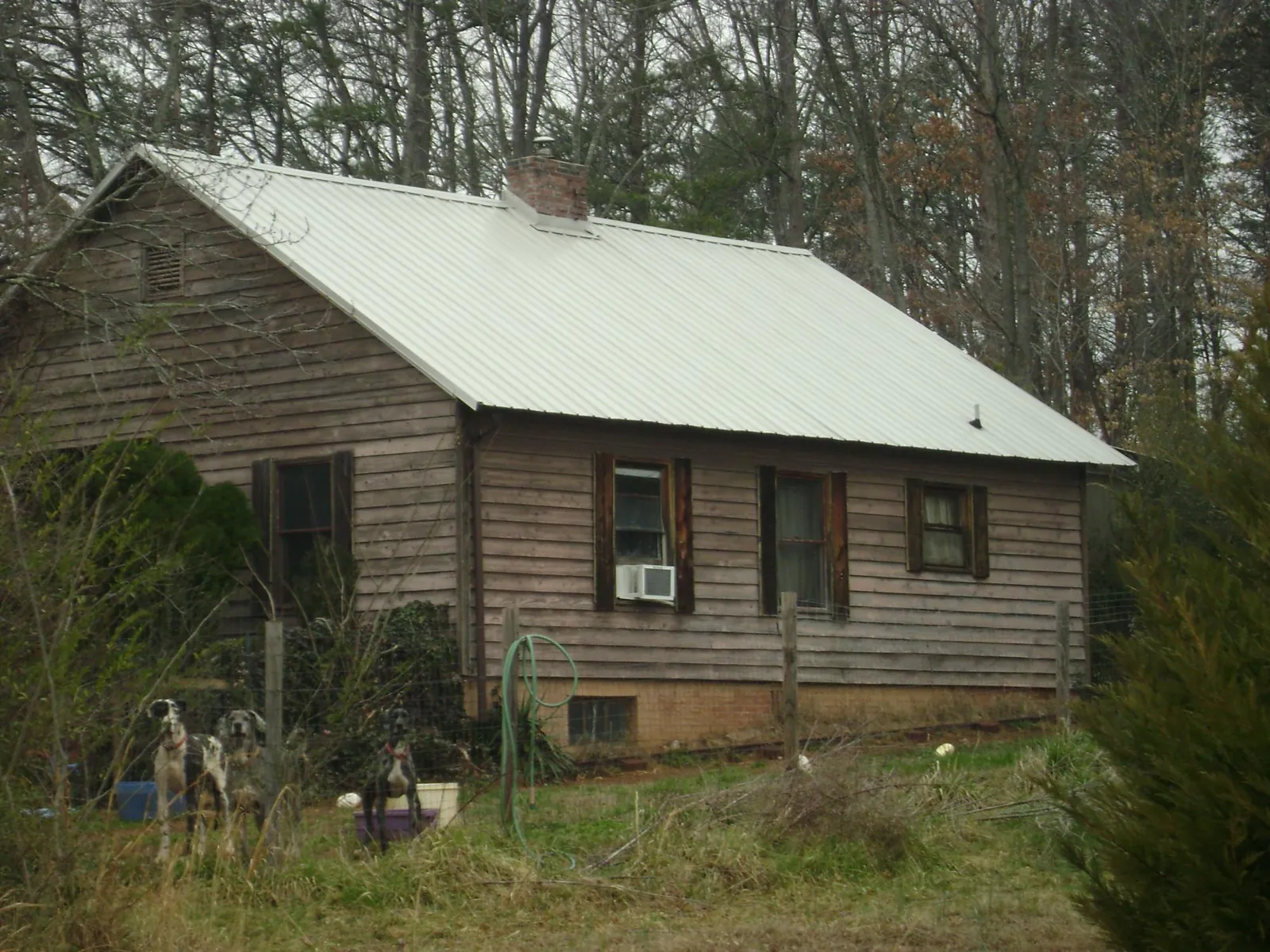 White metal roof on an old wood sided farmhouse, from a Asphalt Shingle Roof Repair job in Mc Grann